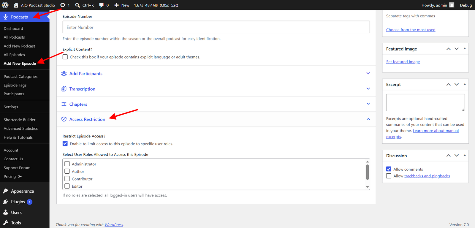 Access restriction Episode