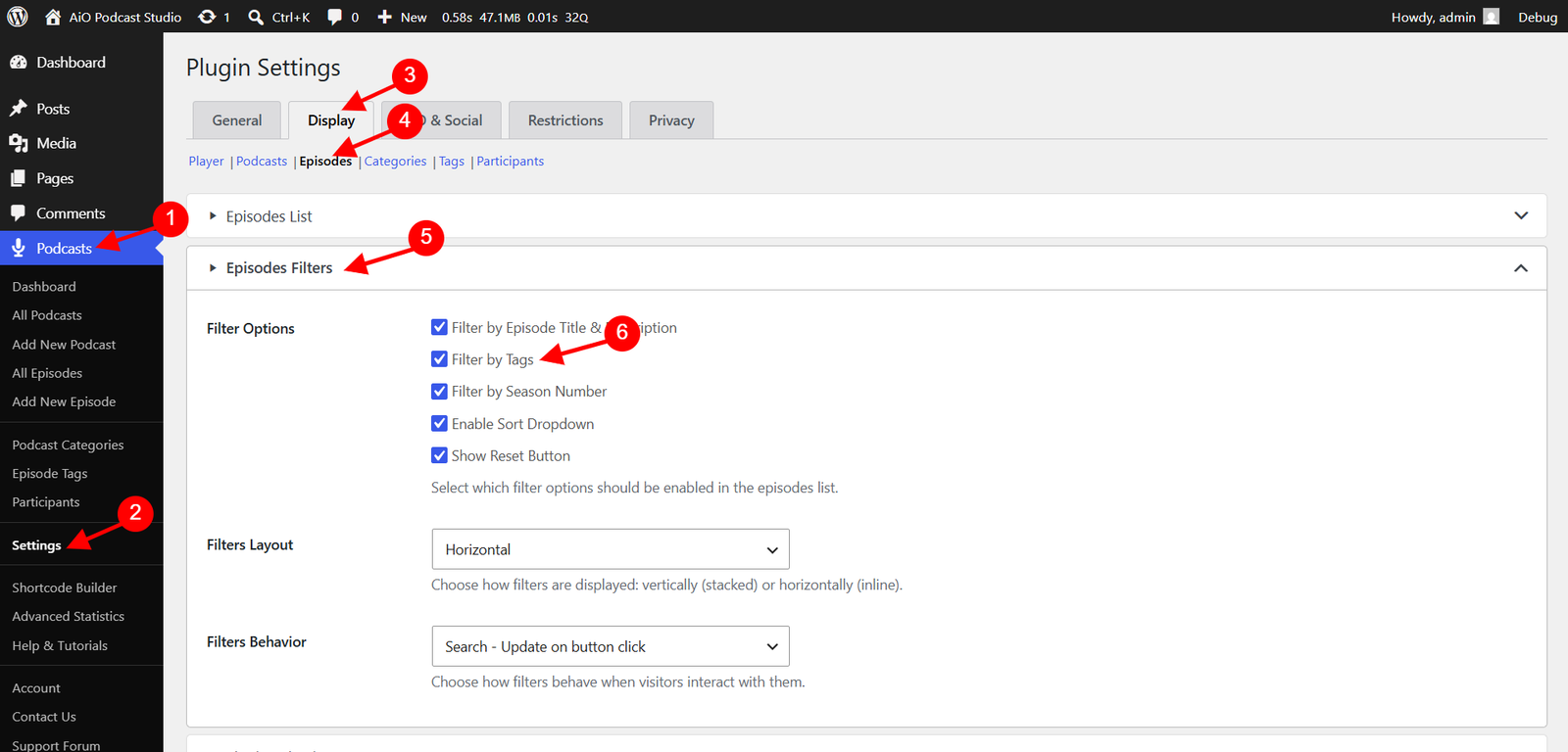 Episode Tags Filter