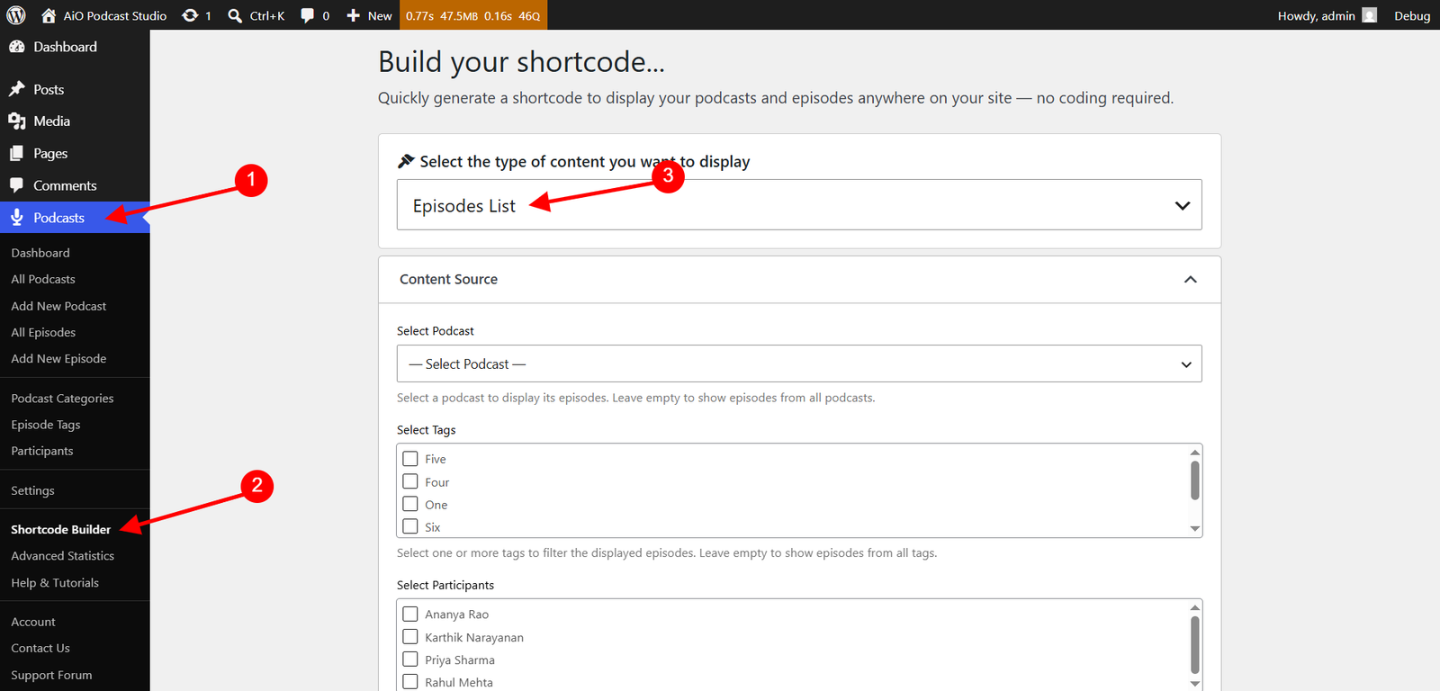 Generate Shortcode