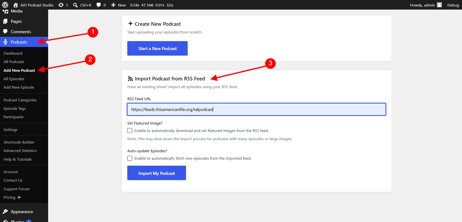 Import an Existing Podcast via RSS