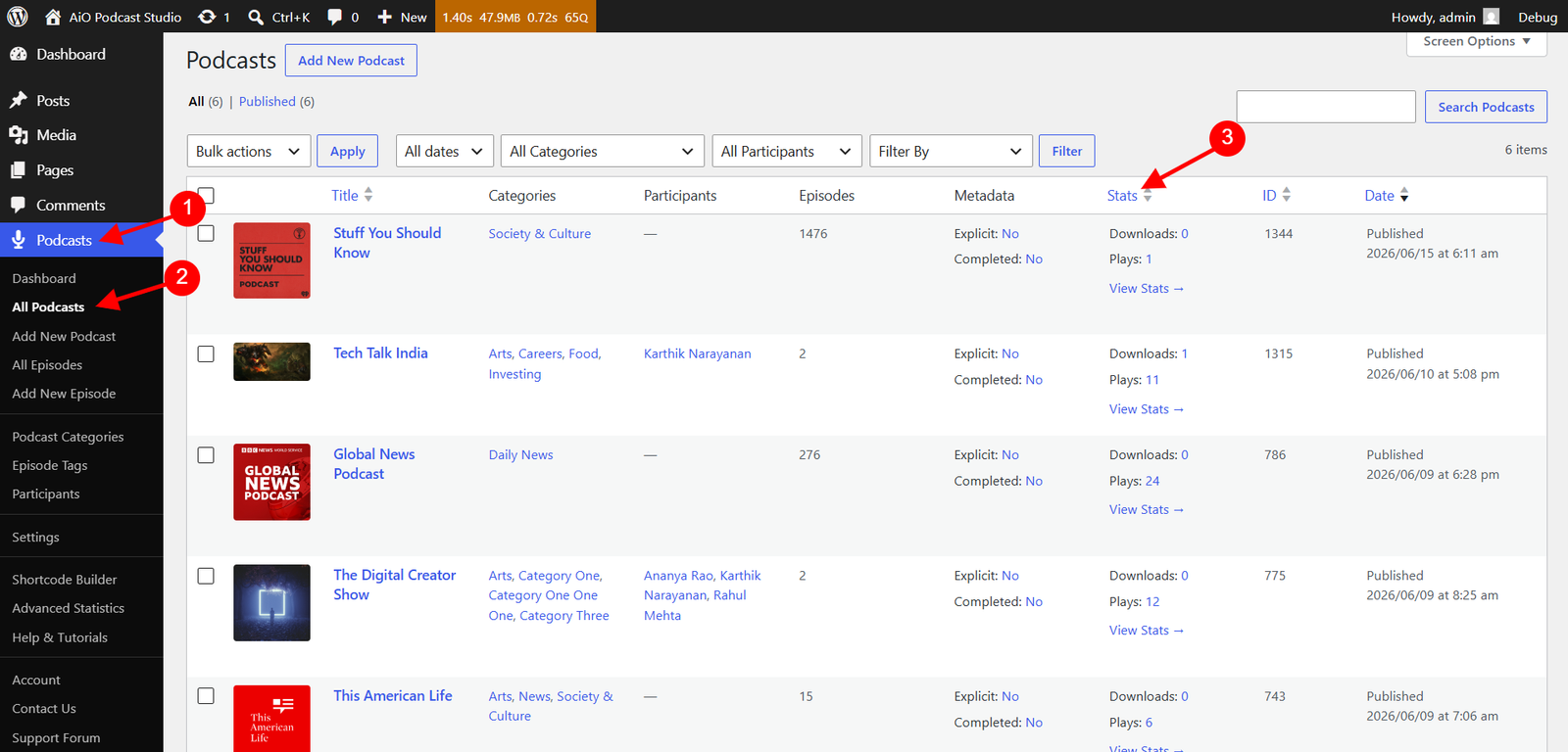 View Statistics Admin