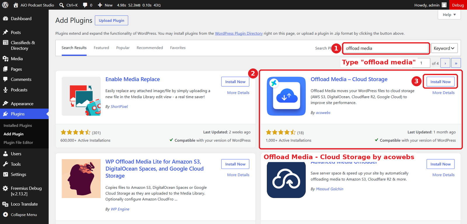 WP Install Offload Media