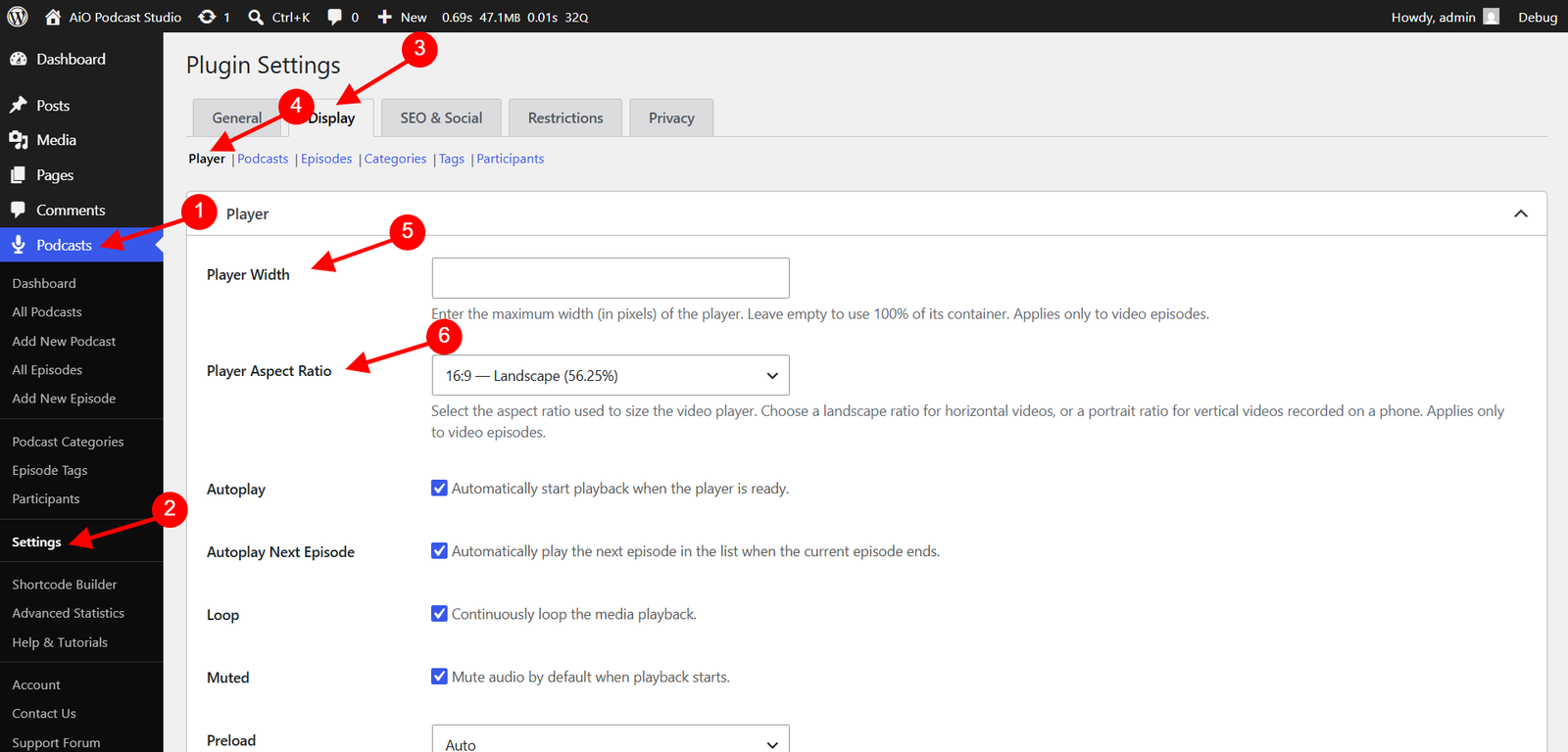 Video Player Settings